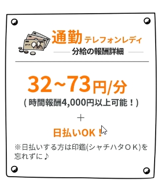 ポケットワーク通勤テレホンレディ報酬