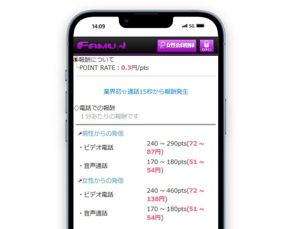 FAMU（ファム）の報酬・で稼げる3つの理由